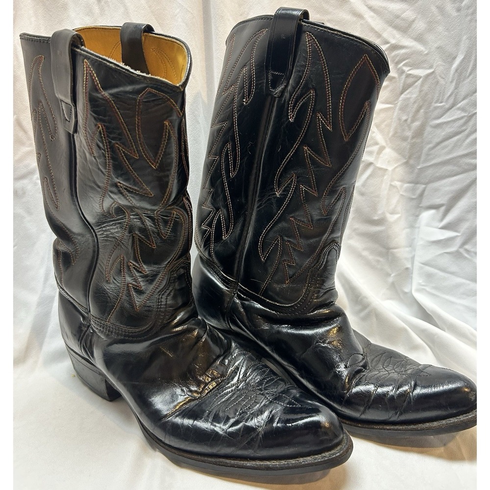 VTG Neolite Black Western Cowboy Boots Mens 11.5 D Made In USA